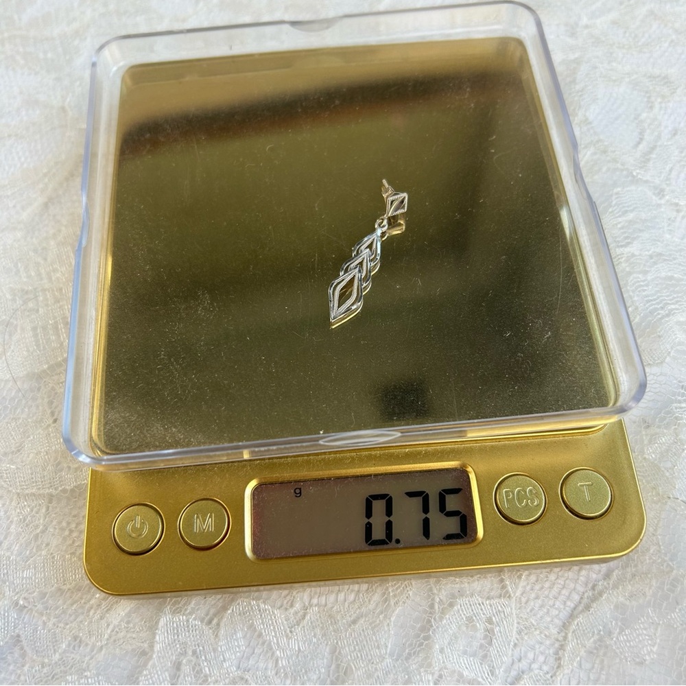 14kt Solid White Gold Single Dangle Earring Roman… - image 7